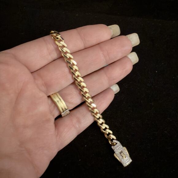14k Monaco Cuban Bracelet Yellow Gold w/ Moissanite 6mm,7in,Push Lock~BRAND NEW - Picture 7 of 8